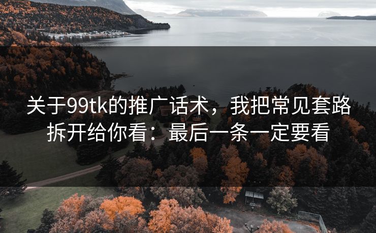 关于99tk的推广话术，我把常见套路拆开给你看：最后一条一定要看