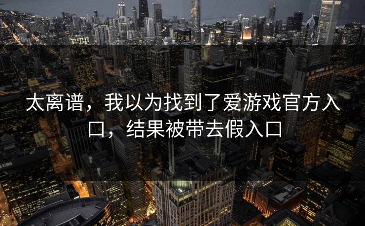 太离谱，我以为找到了爱游戏官方入口，结果被带去假入口